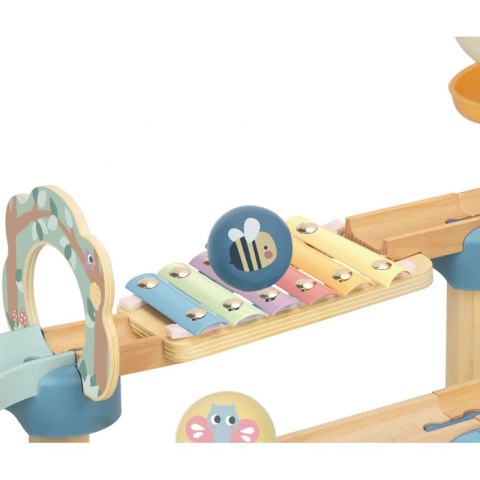 TOOKY TOY Drewniany Muzyczny Tor Kulkowy Kulodrom 44 el. Pastelowe