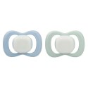 B.BOX BB300708 Smoczek silikonowy symetryczny 0-6m 2 szt glow in the dark błękit/szałwia