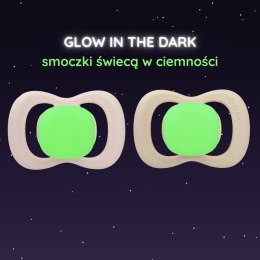 B.BOX BB300711 Smoczek silikonowy symetryczny 0-6m 2 szt glow in the dark róż/latte