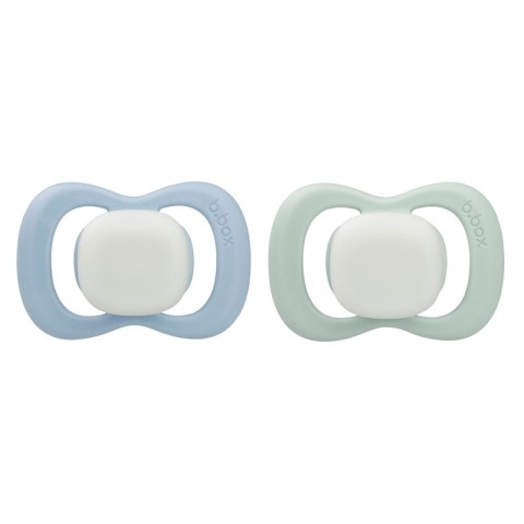 B.BOX BB300808 Smoczek silikonowy symetryczny 6m+ 2 szt glow in the dark błękit/szałwia