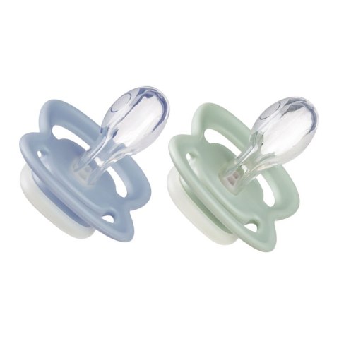 B.BOX BB300808 Smoczek silikonowy symetryczny 6m+ 2 szt glow in the dark błękit/szałwia