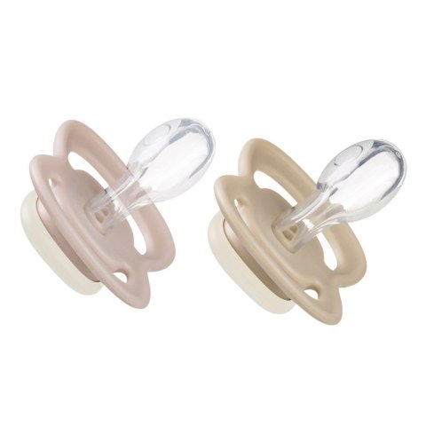 B.BOX BB300811 Smoczek silikonowy symetryczny 6m+ 2 szt glow in the dark róż/latte