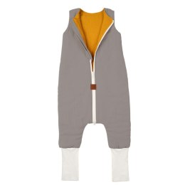 Hi Little One śpiworek dwustronny z nogawkami TOG 1,5 BIO muślin SLIM BAG GREY/MUSTARD roz M