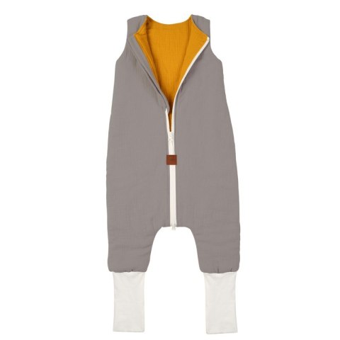 Hi Little One śpiworek dwustronny z nogawkami TOG 1,5 BIO muślin SLIM BAG GREY/MUSTARD roz M