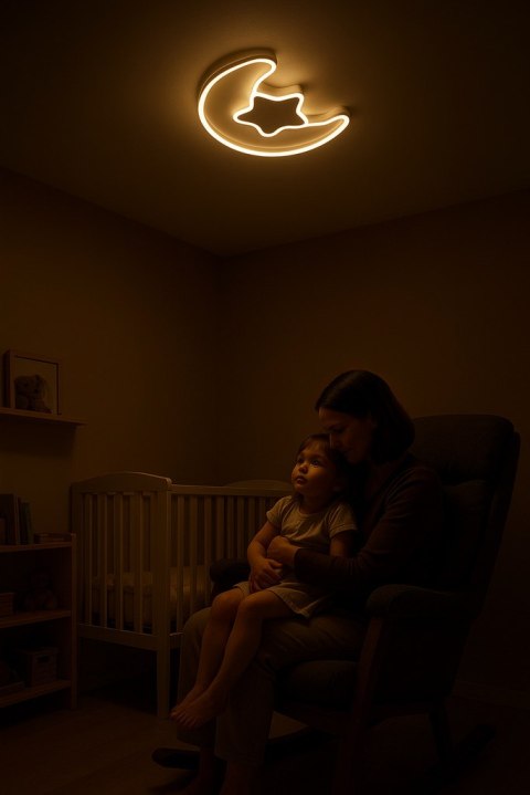 Lampa LED sufitowa plafon do pokoju dziecięcego ściemniana + pilot księżyc biała