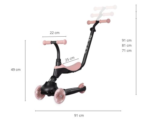 Qplay Hulajnoga Sema Evo 3w1 Coral Pink