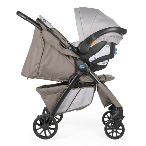 KWIK.ONE 3w1 Wózek spacerowy z gondolą i fotelikiem KeyFit CHICCO 7,4kg Moka