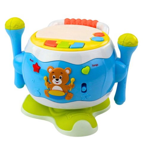 Bębenek Dla Dzieci Muzyczny Interaktywny Światła Dźwięki Niebieski