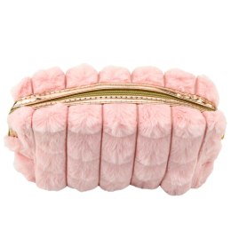 Kosmetyczka Pluszowa Z Uchwytem Pojemna Różowa 20cm