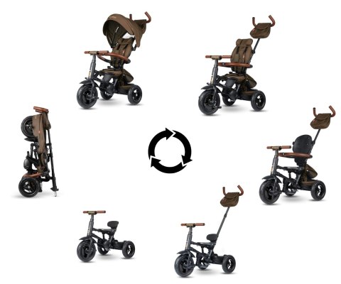MILLY MALLY 6299 Qplay Rowerek Trójkołowy Rito Deluxe Rubber Brown