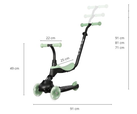 MILLY MALLY 6309 Qplay Hulajnoga Sema Evo 3w1 Green
