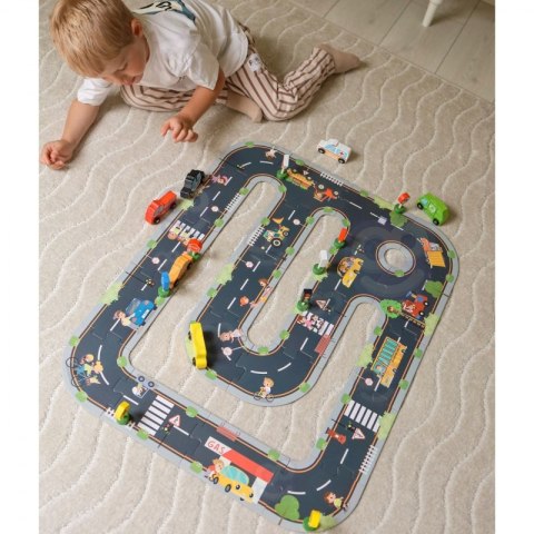 WOOPIE GREEN Zestaw Drewnianych Pojazdów i Znaków Drogowych 15 el.