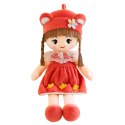 Lalka Szmacianka Miękka Pluszowa Czerwona Sukienka Czapka Z Uszami 45cm