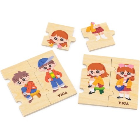 VIGA Drewniana Układanka Edukacyjna Dzieci 6szt