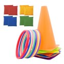 Zestaw Sportowy Do Gier Zręcznościowych Pachołki Obręcze Woreczki 29el
