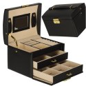 Szkatułka kuferek na biżuterię z szufladami czarna