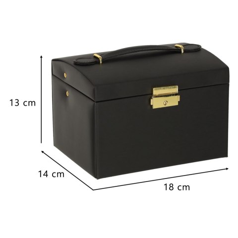 Szkatułka kuferek na biżuterię z szufladami czarna