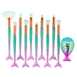 Zestaw Pędzelków Do Makijażu Syreni Ogon Fioletowo-Zielone 8szt.