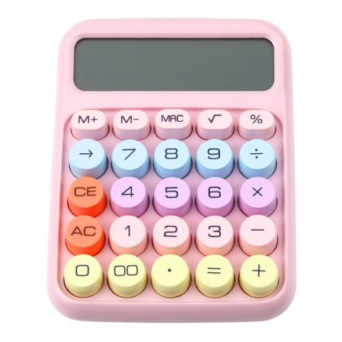 Kalkulator Szkolny Biurowy Na Baterie 12-Cyfrowy KK-816 Różowy