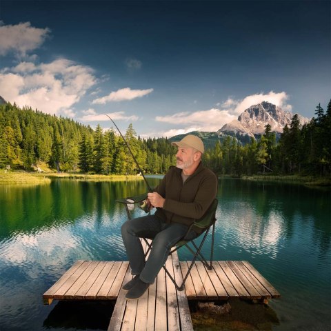 Krzesło składane wędkarskie LUARO turystyczne kempingowe na ryby zielone