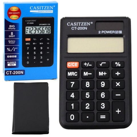 Kalkulator Kieszonkowy Z Etui Wyświetlacz 8- Cyfrowy Solar CT-200N
