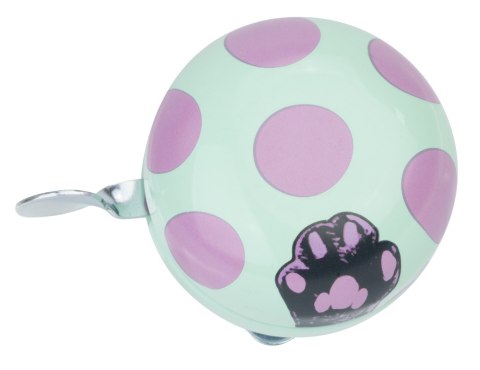 Dzwonek duży stalowy w kropki na kierownicę do roweru - różowy & turkusowy