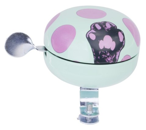 Dzwonek duży stalowy w kropki na kierownicę do roweru - różowy & turkusowy