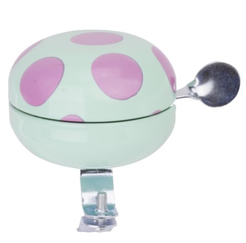 Dzwonek duży stalowy w kropki na kierownicę do roweru - różowy & turkusowy