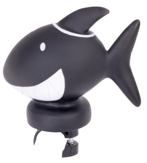 Dzwonek - piszczek na kierownicę do roweru w kształcie rekina - czarny