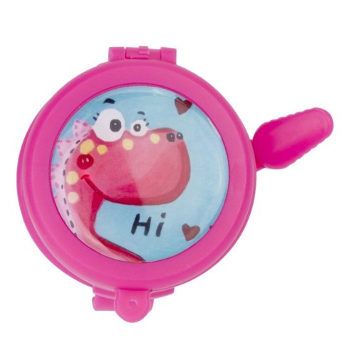 Dzwonek z klapką - lusterkiem plastikowy na kierownicę do roweru - różowy