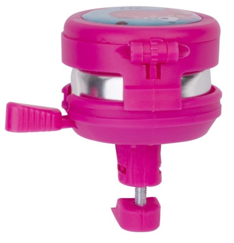 Dzwonek z klapką - lusterkiem plastikowy na kierownicę do roweru - różowy