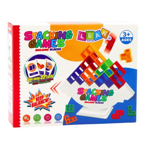 Gra Zręcznościowa Balansująca Wieża Klocki 22 Karty 16 Klocków