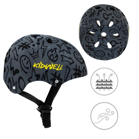 Kask ochronny dla dzieci Kidwell ORIX PLUS na rower, rolki i hulajnogę! 48-52 cm - Graffiti S