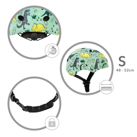 Kask ochronny dla dzieci Kidwell ORIX PLUS na rower, rolki i hulajnogę! 48-52 cm - Dino S