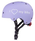 Kask rowerowy dla dzieci perfect fit FLOWER BIKE - Love 2 RIDE, rozm. S, 50-54 cm z lampką LED i klipsem magnetycznym Lawendowy