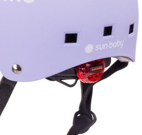 Kask rowerowy dla dzieci perfect fit FLOWER BIKE - Love 2 RIDE, rozm. S, 50-54 cm z lampką LED i klipsem magnetycznym Lawendowy