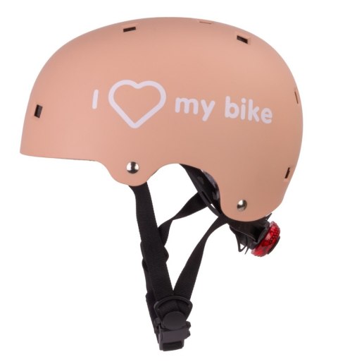 Kask rowerowy dla dzieci perfect fit FLOWER BIKE - Love 2 RIDE, rozm. S, 50-54 cm z lampką LED i klipsem magnetycznym Morelowy