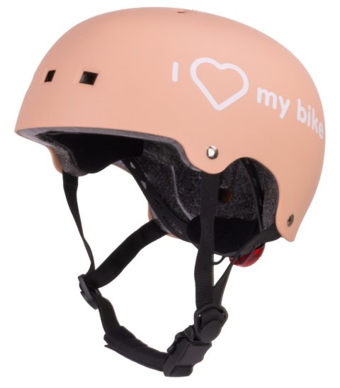 Kask rowerowy dla dzieci perfect fit FLOWER BIKE - Love 2 RIDE, rozm. S, 50-54 cm z lampką LED i klipsem magnetycznym Morelowy