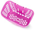 Koszyk plastikowy ażurowy rozm. 21.5 x 15 x 14.55 cm z uchwytami do mocowania na kierownicę do roweru 12-16 cali - różowy