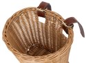 Koszyk plastikowy pleciony rozm. 17 x 17x 13.5 cm z paskiem do mocowania na kierownicę do roweru 12-16 cali - jasny brąz