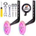 Zestaw kółka boczne diody LED podporowe z ramionami uniwersalne do roweru 12- 20 cali/regulowane 2szt + dzwonek + klucz montażow