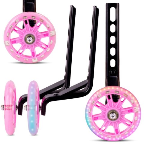 Zestaw kółka boczne diody LED podporowe z ramionami uniwersalne do roweru 12- 20 cali/regulowane 2szt + dzwonek + klucz montażow