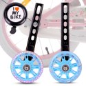 Zestaw kółka boczne diody LED podporowe z ramionami uniwersalne do roweru 12- 20 cali/regulowane 2szt + dzwonek + klucz montażow