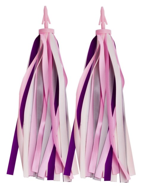 Zestaw koszyk rowerowy ażurowy plastikowy z wstążkami i dzwonkiem różowy