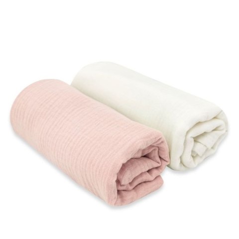 KIECZMERSKI Pieluszki 80x80 +/- 3 cm MUŚLIN BAWEŁNIANY bawełna 100% śmietanka/pudrowy róż 2-pak