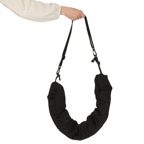 Poduszka turystyczna podróżna rogal zagłówek na szyję schowek do wypełnienia czarna