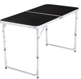 Stół Turystyczny Kempingowy Składany Regulowany Aluminiowy Czarny 120x60cm