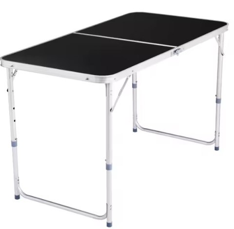 Stół Turystyczny Kempingowy Składany Regulowany Aluminiowy Czarny 120x60cm