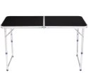 Stół Turystyczny Kempingowy Składany Regulowany Aluminiowy Czarny 120x60cm