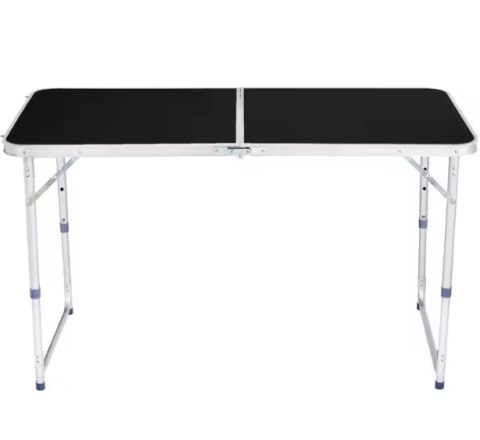 Stół Turystyczny Kempingowy Składany Regulowany Aluminiowy Czarny 120x60cm